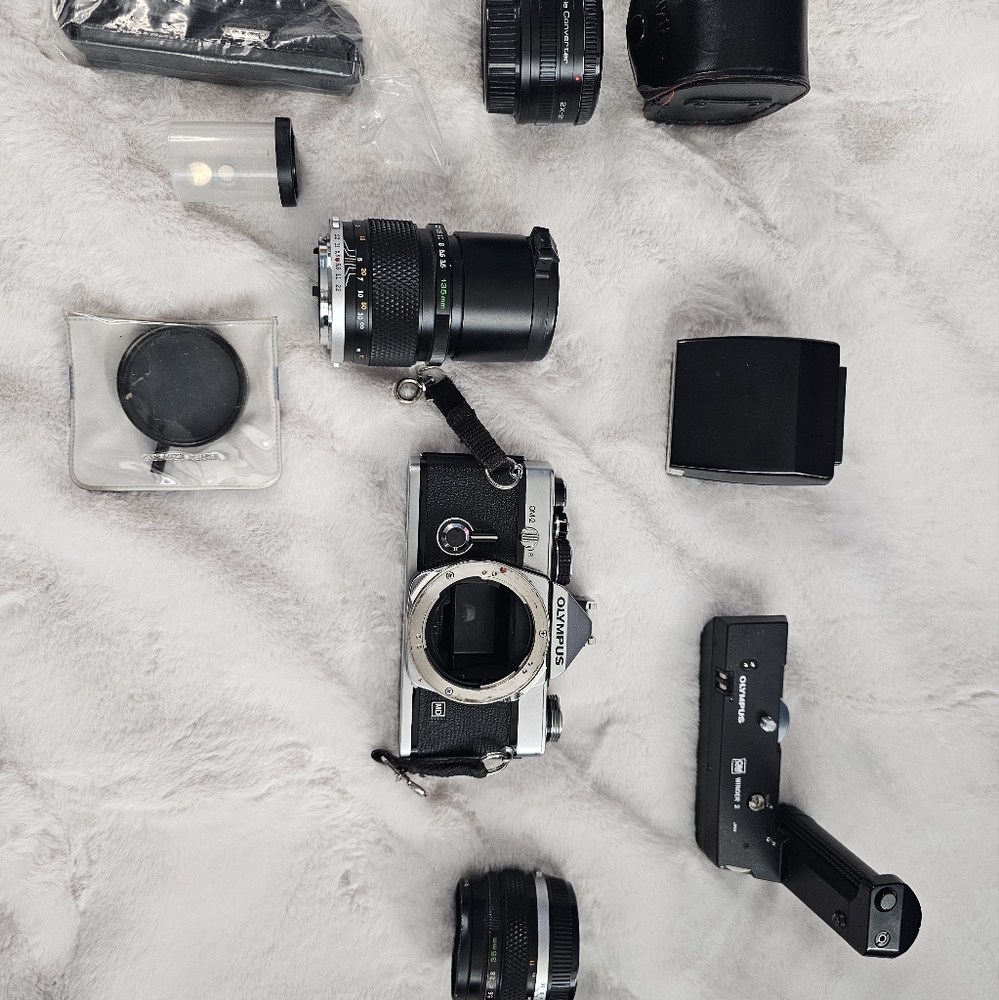 Olympus OM-2 135mm Film Camera with 35mm, Winder 2 , Vivitar Mc Tele Converter